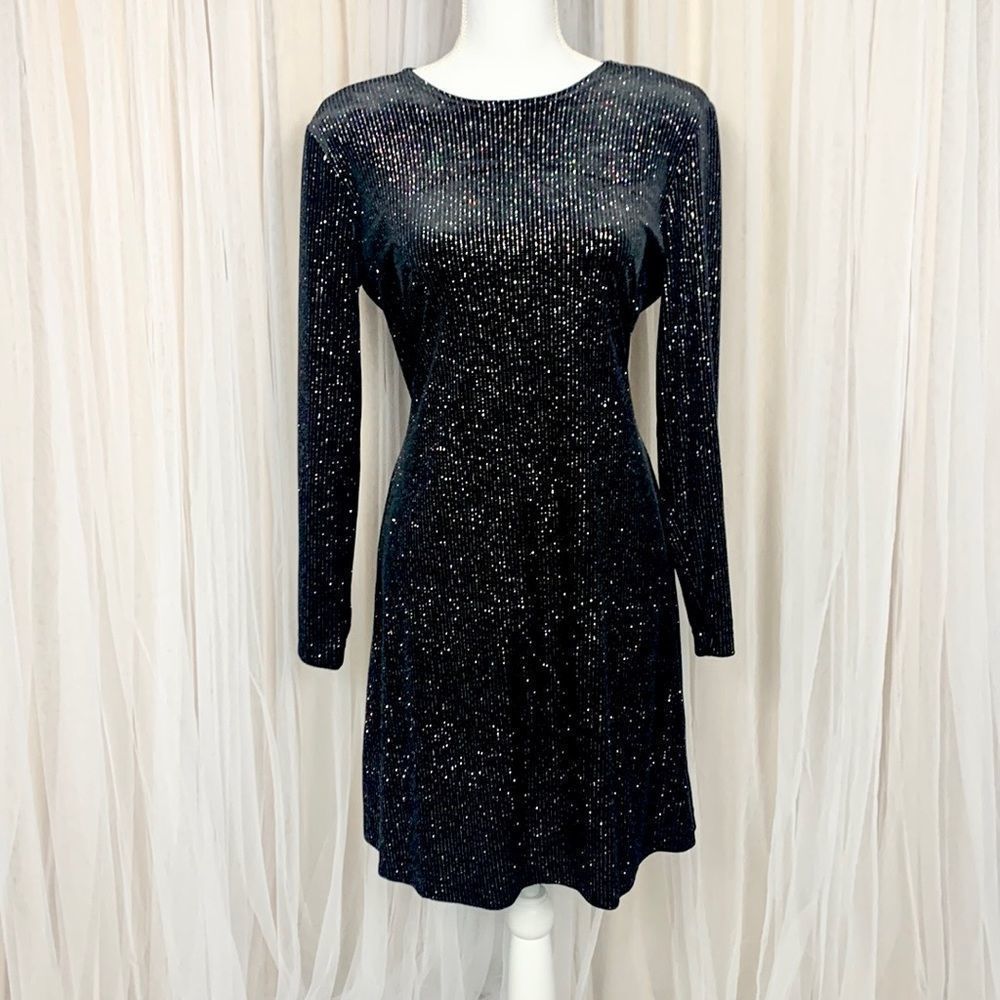 Vintage Black Velvet Rainbow Sparkly Dress